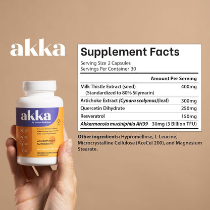 AKKA Premium Liver Supplement Capsules – Akkermansia Formula, Non-GMO, Gluten-Free, 60 Count