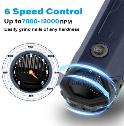 Casfuy 6-Speed Dog Nail Grinder – Rechargeable Electric Pet Nail Trimmer for Small, Medium & Large Dogs
