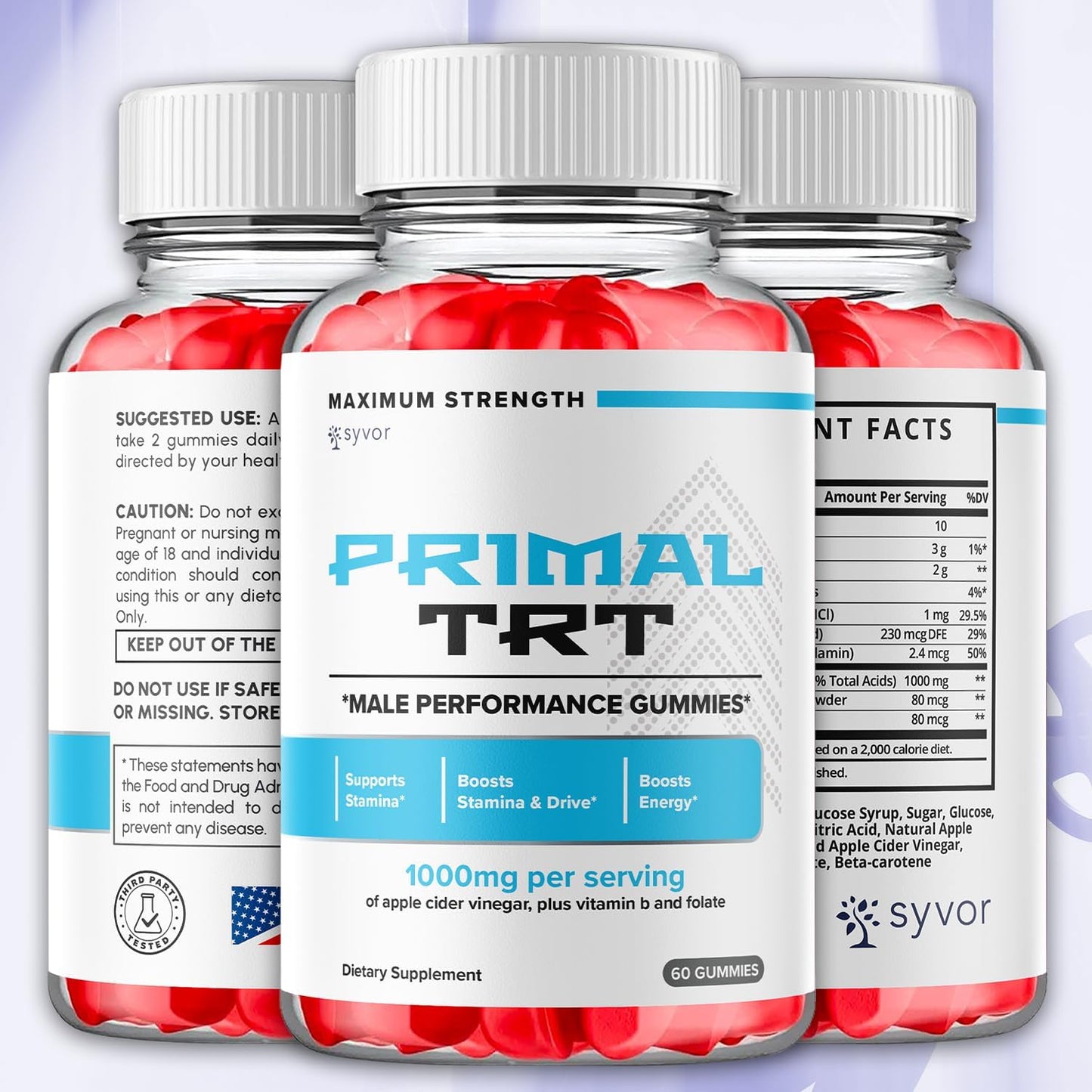 Primal TRT XL Gummies Health and Wellness Supplement 2 Pack 120 Gummies