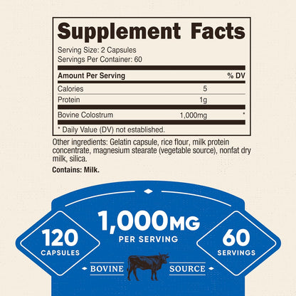 Nutricost Colostrum 1000 mg Capsules 120 Count 60 Servings
