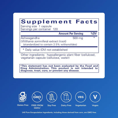 Pure Encapsulations Ashwagandha (120 Capsules)