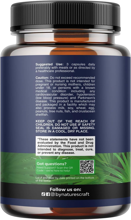 Herbal Prostate Supplement Saw Palmetto Pygeum Beta Sitosterol 90 Capsules