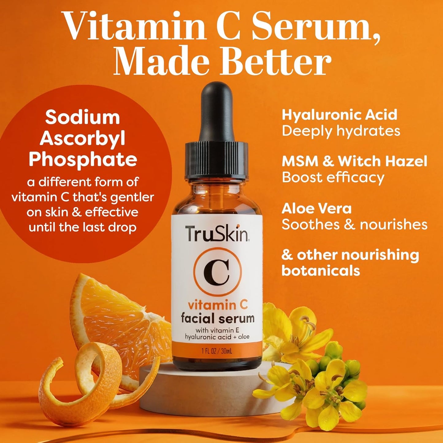 TruSkin Vitamin C Face Serum Hyaluronic Acid Vitamin E 1 fl oz