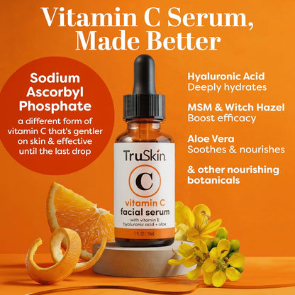 TruSkin Vitamin C Face Serum Hyaluronic Acid Vitamin E 1 fl oz