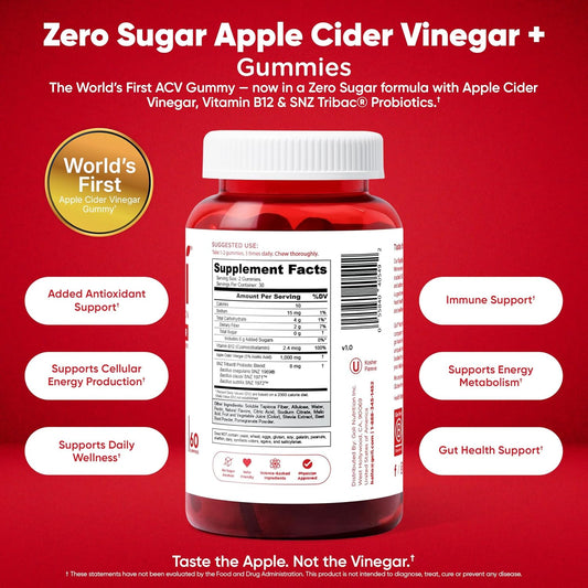 Goli Zero Sugar Trio Pre Pro Postbiotic ACV Ashwagandha Vitamin D Gummies 180 Count