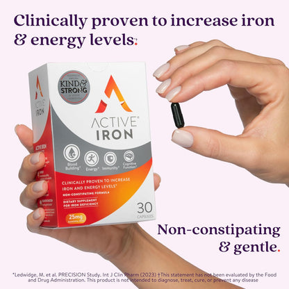 Active Iron Supplement 25 mg Gentle Iron Capsules 30 Count