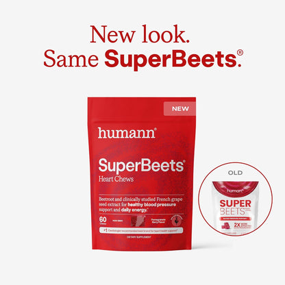 Humann SuperBeets Heart Chews Beetroot Grape Seed Extract Pomegranate Berry 60 Count