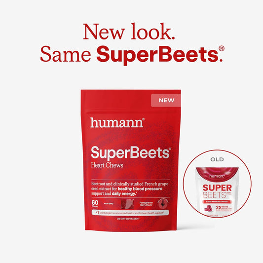Humann SuperBeets Heart Chews Beetroot Grape Seed Extract Pomegranate Berry 60 Count