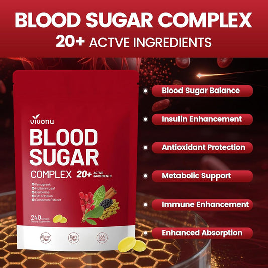 VivoNu Blood Sugar Complex Capsules Cinnamon Turmeric Black Pepper Vegan