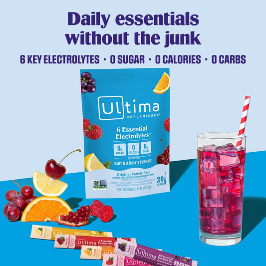 Ultima Replenisher Electrolyte Powder Variety Pack Zero Sugar 20 Stickpacks
