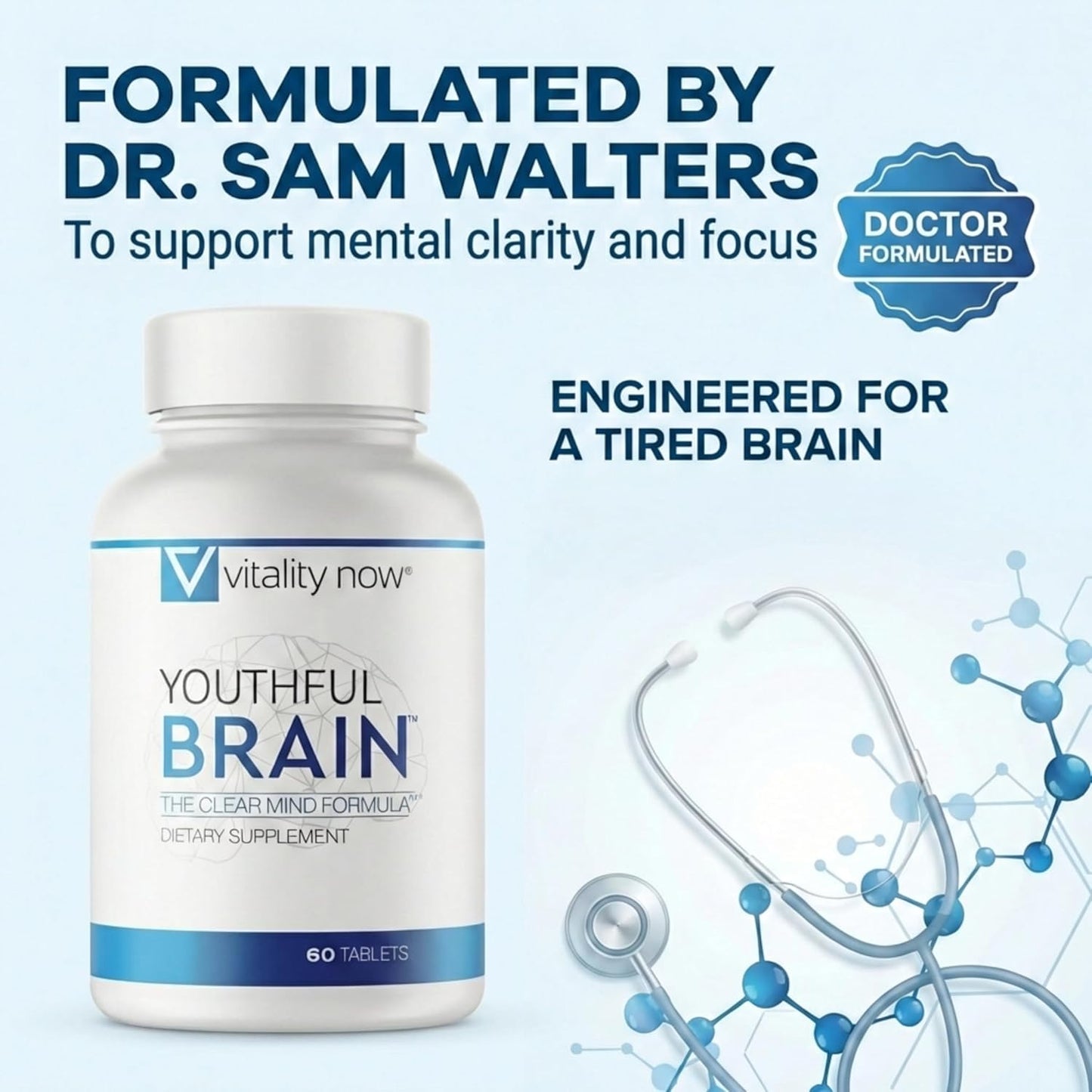 Youthful Brain Memory and Brain Health Support Tablets 60 Count