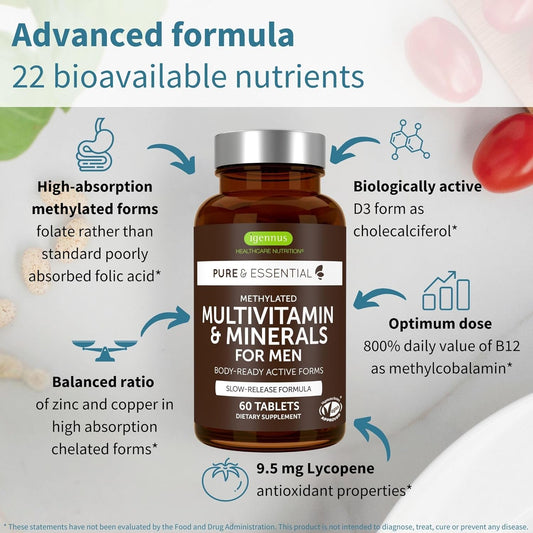 Igennus Men’s Multivitamin Tablets with Methylated Vitamins, Lycopene and B12 60 Count