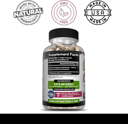 Kaya Naturals Resveratrol Capsules Antioxidant Anti-Aging Brain Support 60 Count