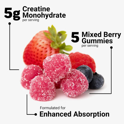 Force Factor Creatine Monohydrate Gummies 5 g Mixed Berry 150 Count