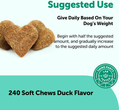 Micro Ingredients Probiotics for Dogs Soft Chews – 6 Billion CFU with Prebiotics, Enzymes & Pumpkin, Duck Flavor, 240 Count