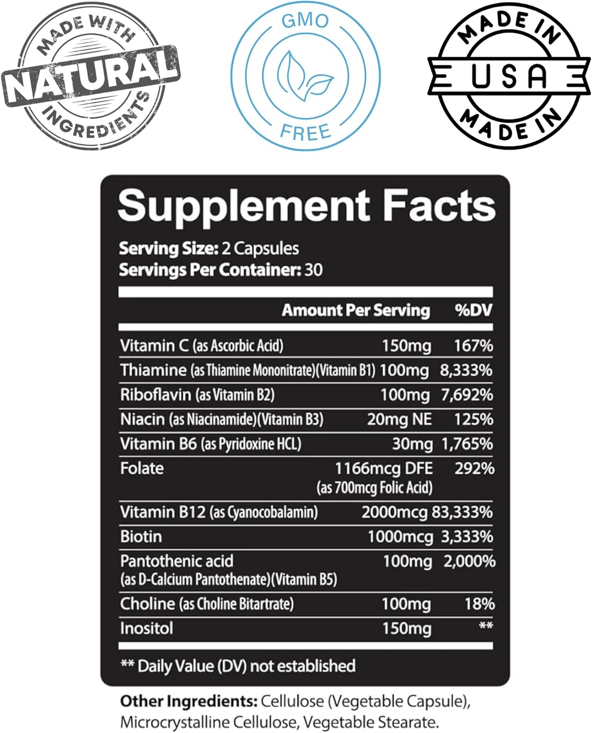 Kaya Naturals B-12 Complex Capsules Energy Metabolism Multivitamin 60 Count