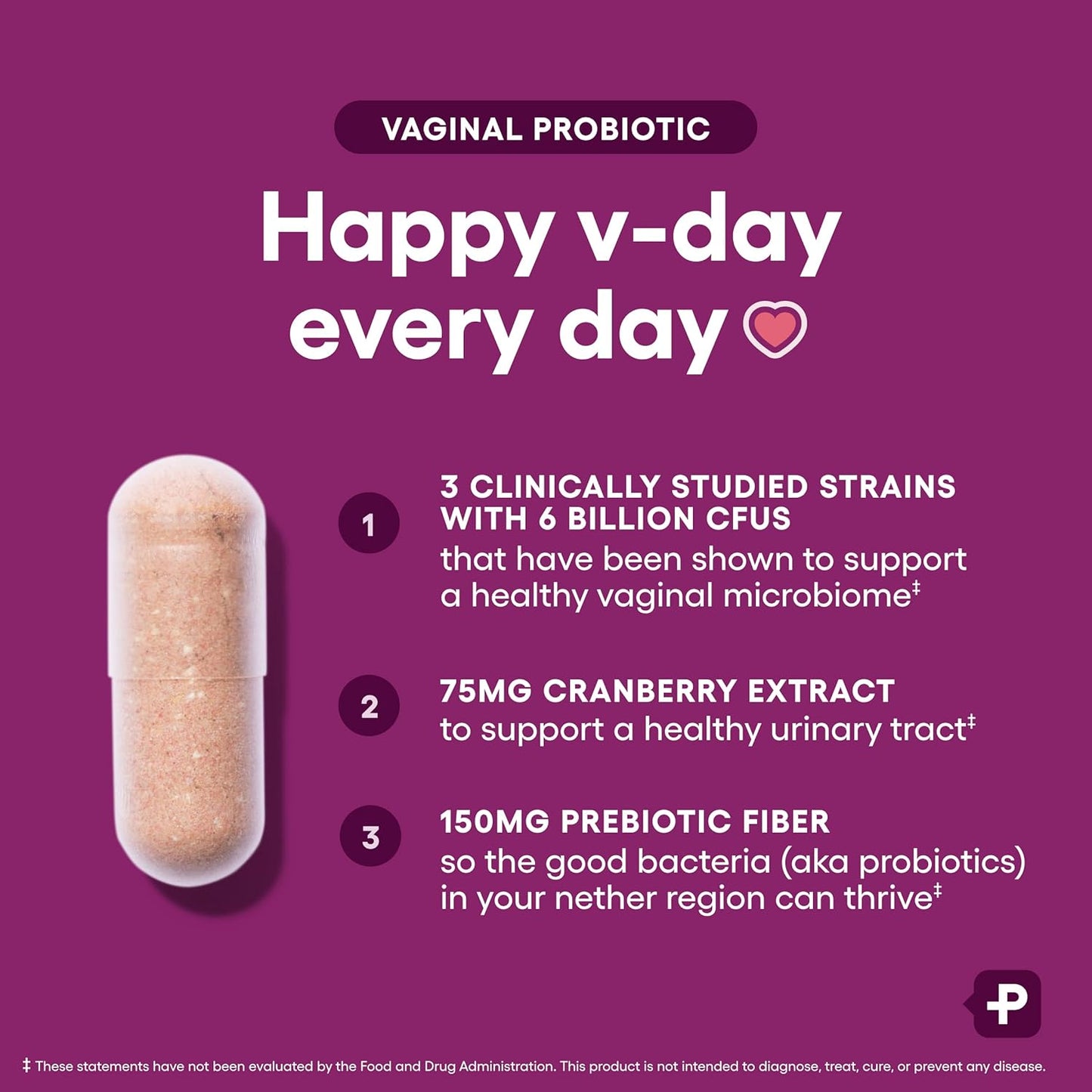 Physician's CHOICE Vaginal Probiotics 6 Billion CFU with Prebiotics Cranberry Extract Capsules 30 Count