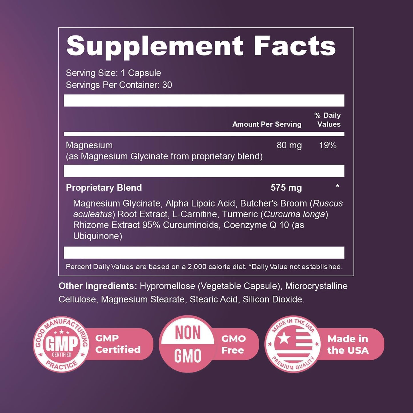 Presgera Magnesium Glycinate, Turmeric & Alpha Lipoic Acid Supplement 30 Capsules