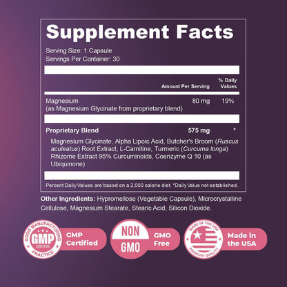 Presgera Magnesium Glycinate, Turmeric & Alpha Lipoic Acid Supplement 30 Capsules