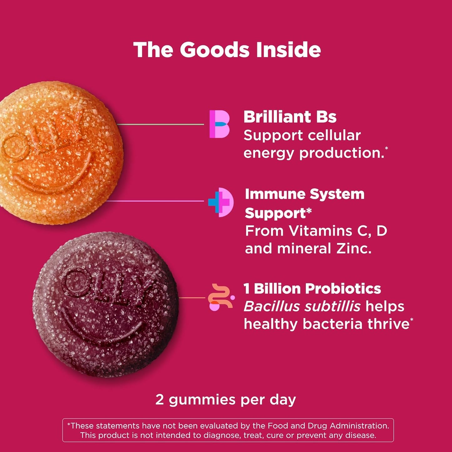 OLLY Multi + Probiotic Adult Multivitamin Gummies 1 Billion CFU Tropical Twist 70 Count