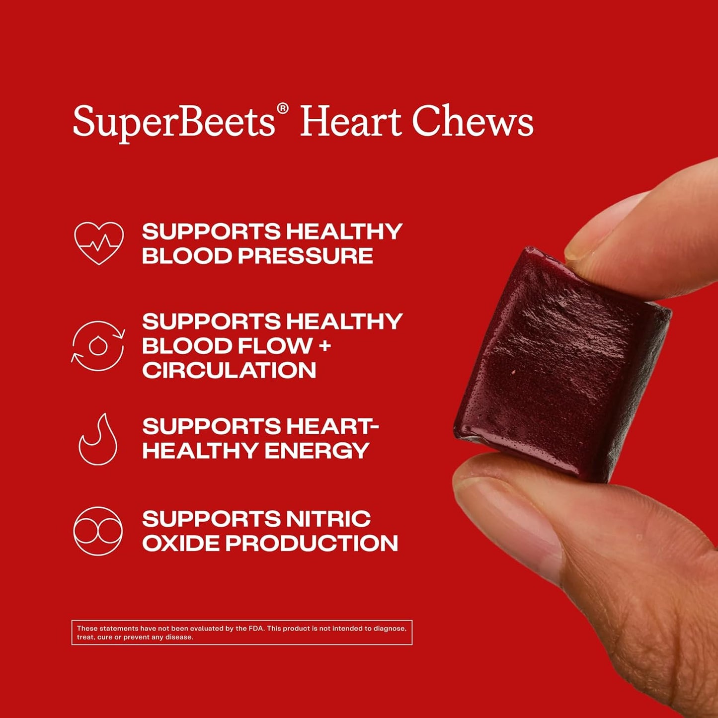 Humann SuperBeets Heart Chews Beetroot Grape Seed Extract Pomegranate Berry 60 Count