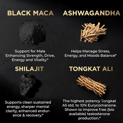 ULTRA MALE Testosterone Booster for Men 96,045mg with Shilajit, Black Maca, Ashwagandha & Tongkat Ali – Male Vitality Support Capsules