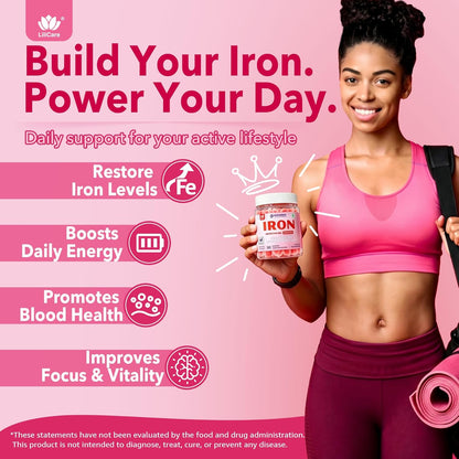 Iron Gummies for Women 25 mg with Vitamin C Beet Root B12 and Folate 60 Count
