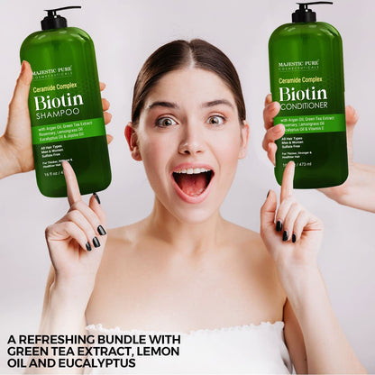 Majestic Pure Biotin Shampoo and Conditioner Set Sulfate Free 16 fl oz