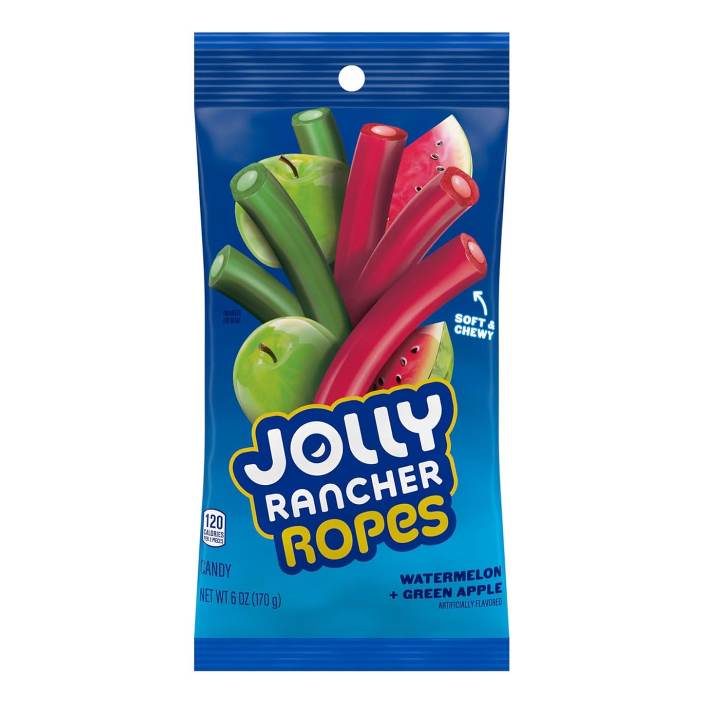 JOLLY RANCHER Watermelon & Green Apple Candy Ropes 6 oz Bag