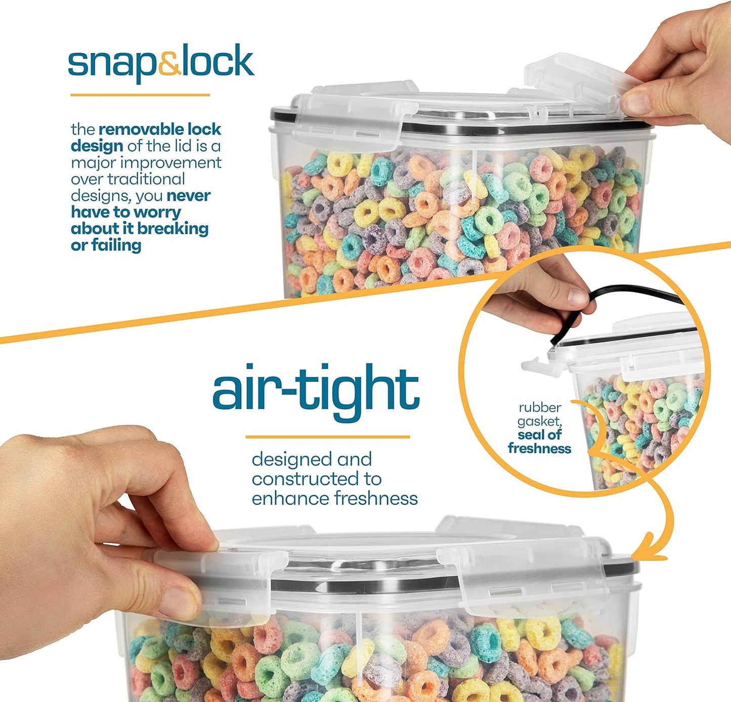 Storeganize Food Storage Containers Airtight Canisters with Lids 5.3L 4 Pack