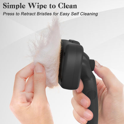 Swihauk Self-Cleaning Slicker Brush for Dogs & Cats Black