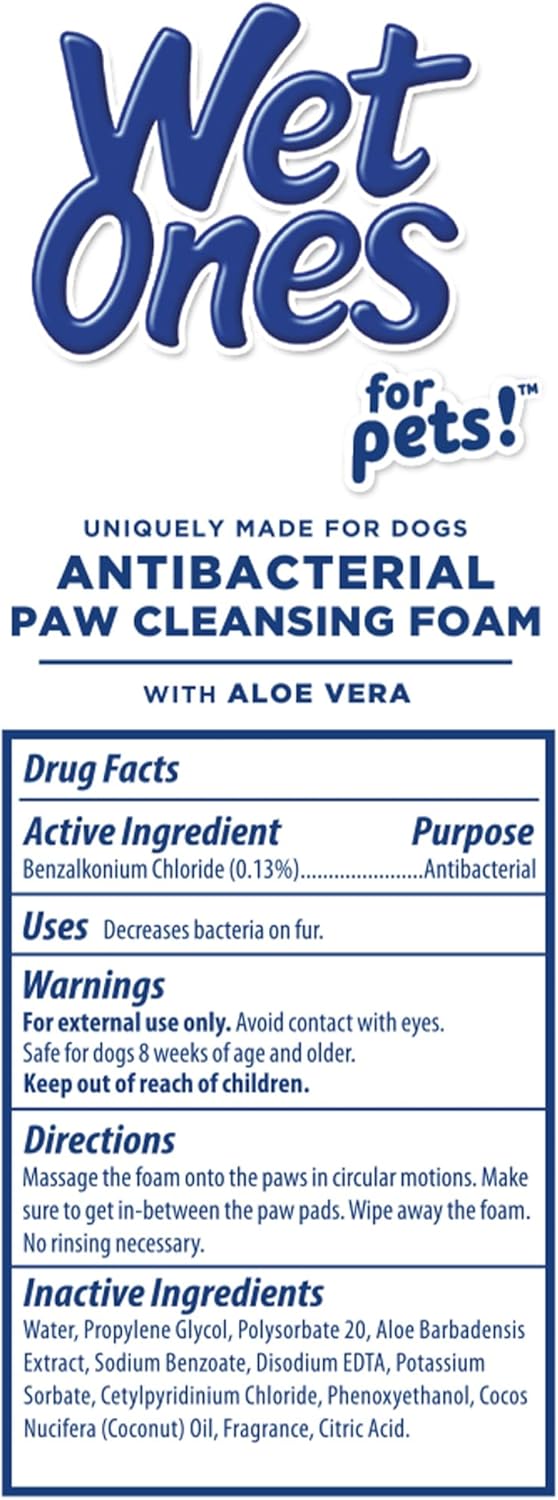 Wet Ones for Pets Dog Paw Cleaner Foaming Cleanser with Scrubber Brush 5 oz