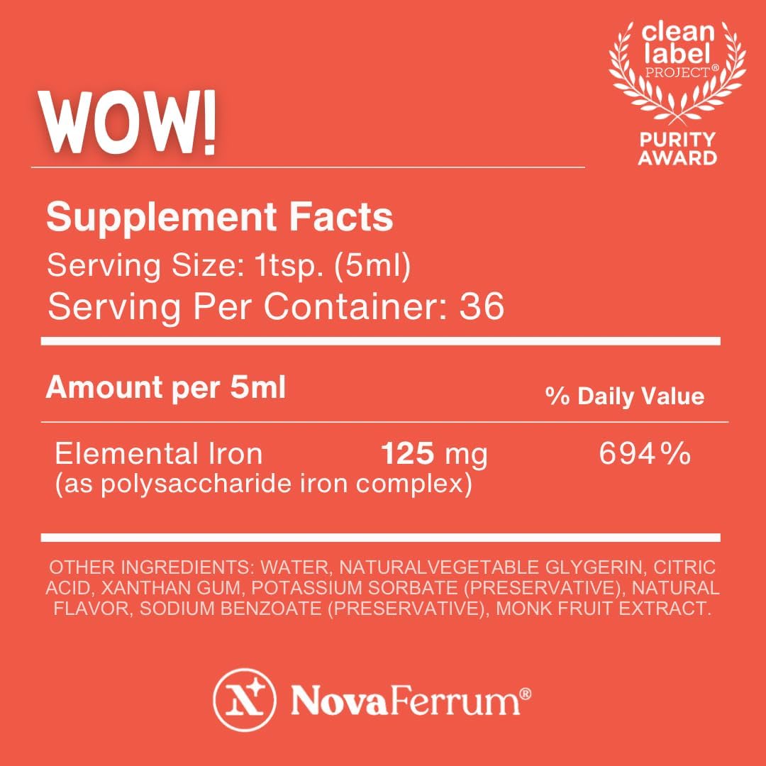 NovaFerrum WOW 125 High Potency Liquid Iron Supplement 125 mg Iron