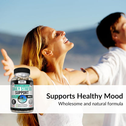 Kaya Naturals Herbal Stress Support Capsules Mood Calm Relax 60 Count