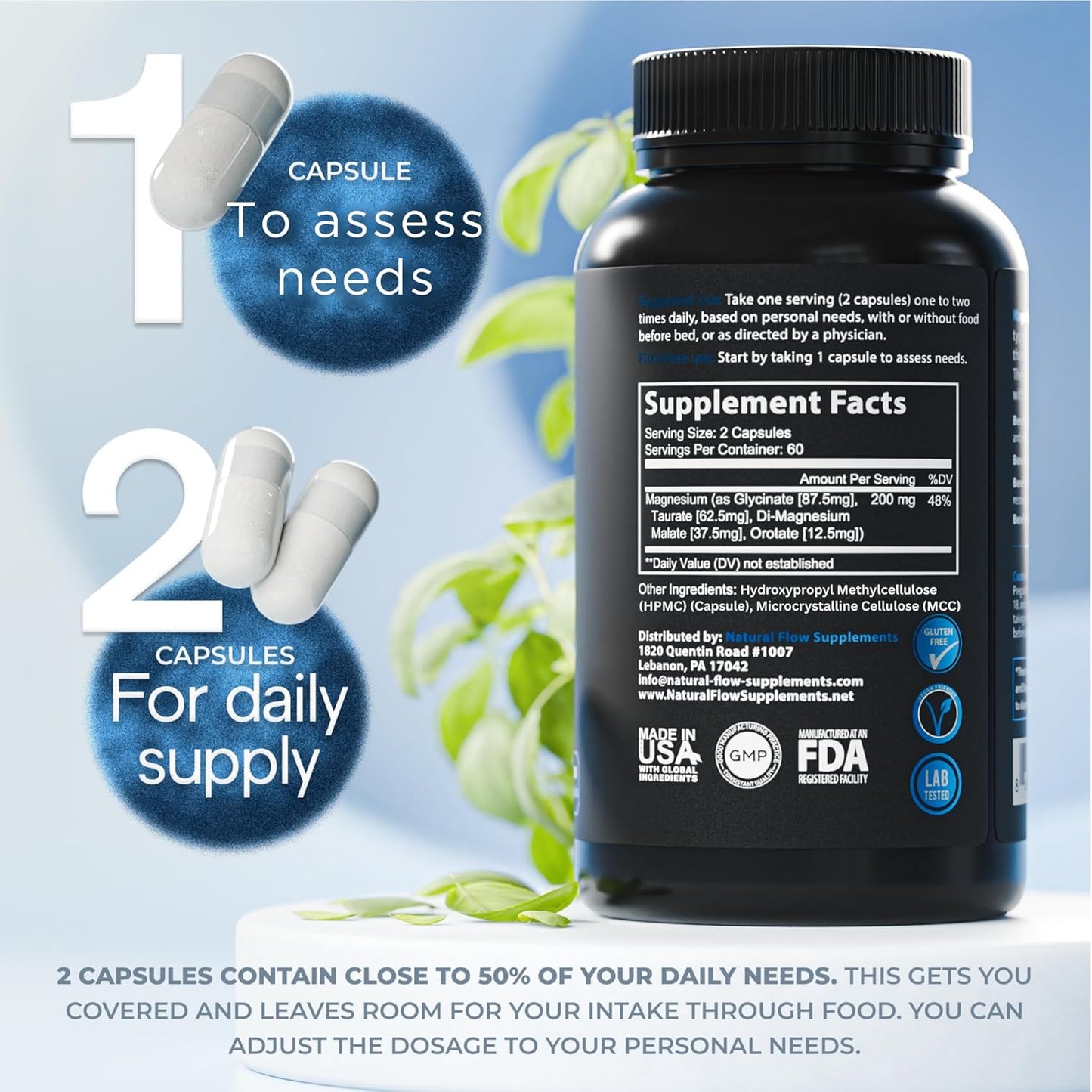 Natural Flow Magnesium Complex Capsules  120 Count