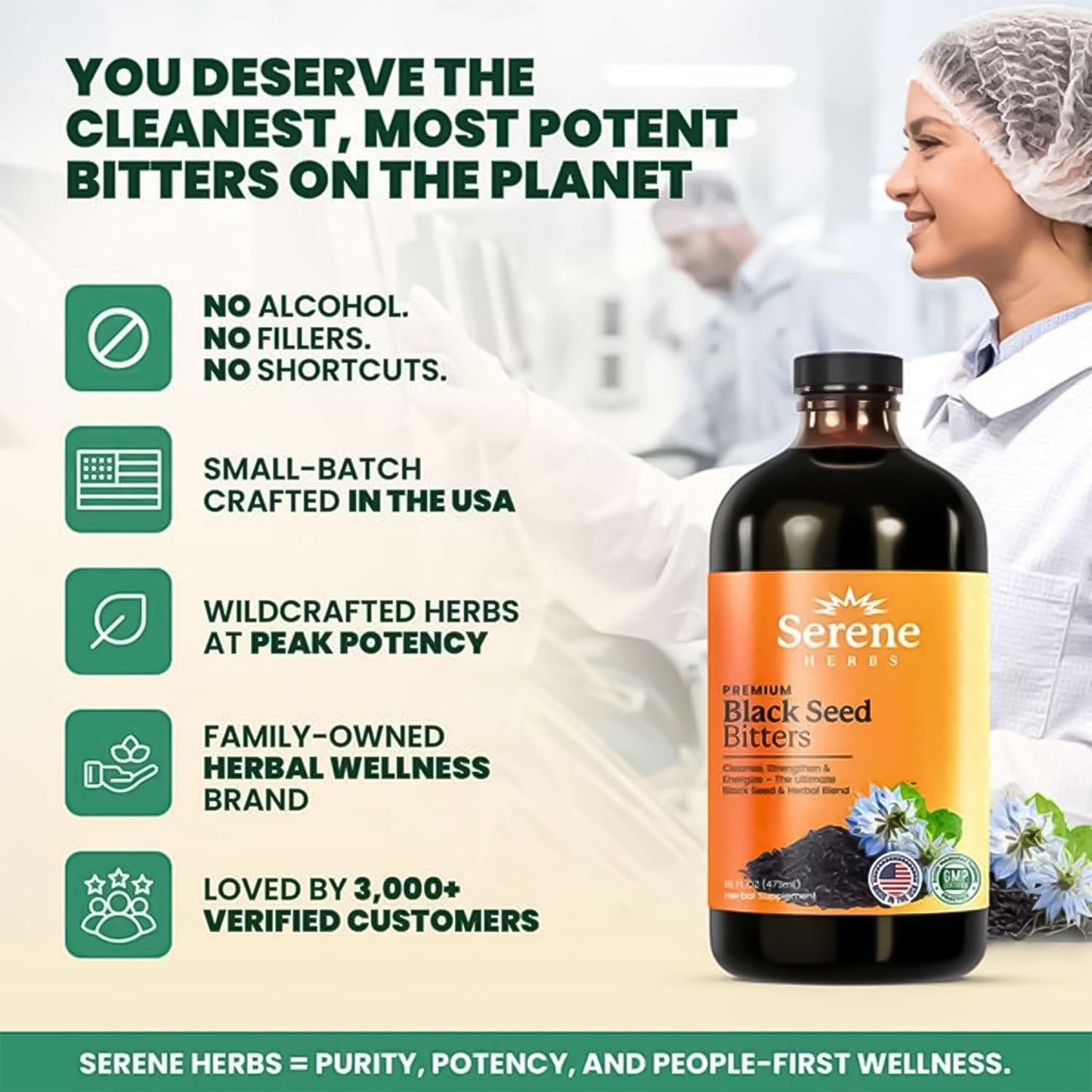 Serene Herbs Organic Black Seed Oil Bitters Liquid Supplement 16 fl oz