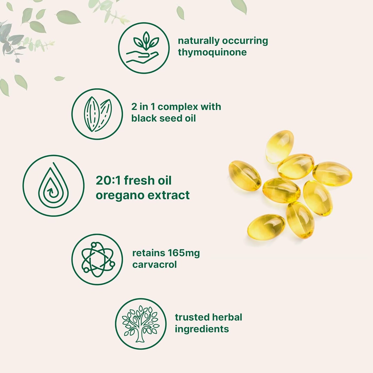Micro Ingredients Oil of Oregano Softgels with Black Seed Oil – 4X Strength Carvacrol & Thymoquinone, Plant Based, Non-GMO, 300 Softgels