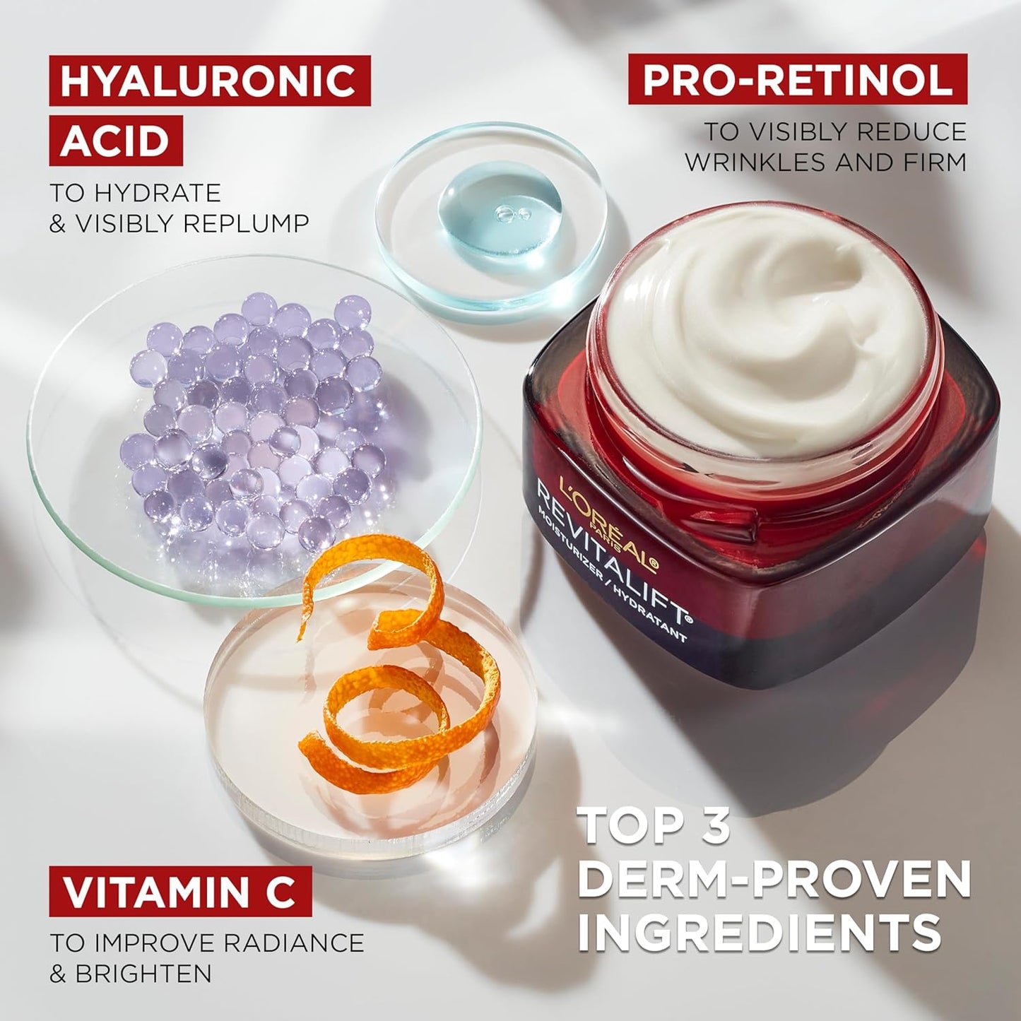 L'Oréal Paris Revitalift Triple Power Face Moisturizer Pro Retinol Hyaluronic Acid Vitamin C 2.55 oz