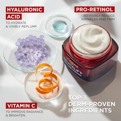 L'Oréal Paris Revitalift Triple Power Face Moisturizer Pro Retinol Hyaluronic Acid Vitamin C 2.55 oz