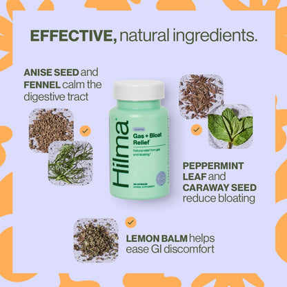 Hilma Digestive Supplement Lemon Balm Fennel Peppermint Vegan Capsules 50 Count
