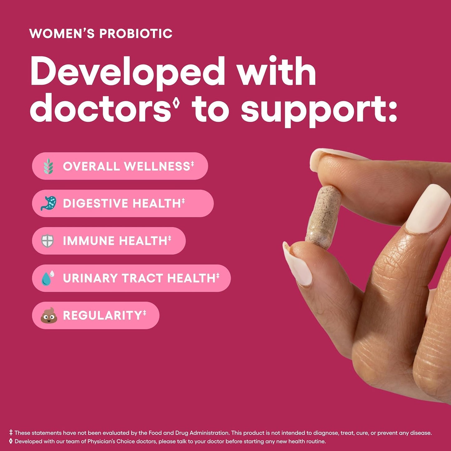 Physician's CHOICE Probiotics for Women 50 Billion CFU with Prebiotics Cranberry Extract Capsules 30 Count