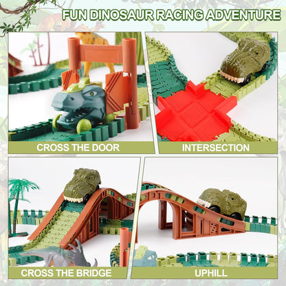 GIAT Dinosaur Track Toy Set with Race Cars Light Sound 1 Set