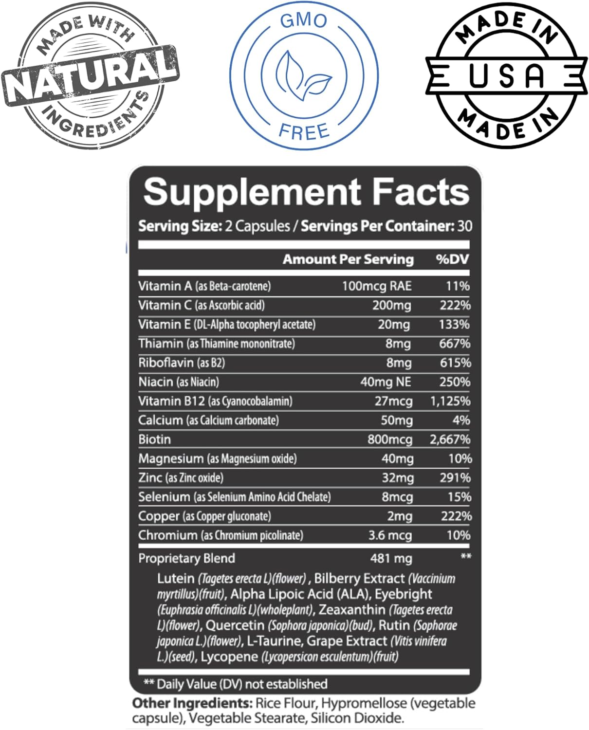 Kaya Naturals Eye Health Supplement Lutein & Zeaxanthin 800 mg 60 Capsules