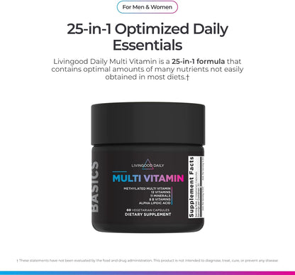 Livingood Daily Methylated Multivitamin with B Vitamins & Minerals 60 Capsules