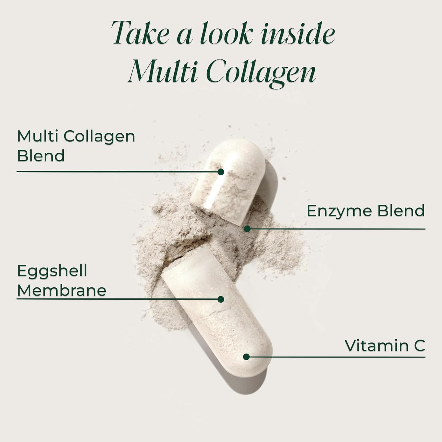 Primal Harvest Multi Collagen Capsules Types I II III V X with Vitamin C 120 Count