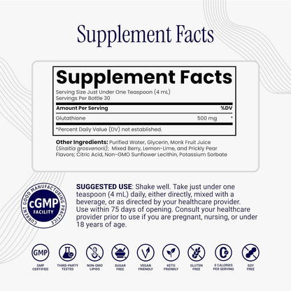 Rho Nutrition Liposomal Glutathione Liquid – High Absorption Dietary Supplement, 1 Bottle-120ml