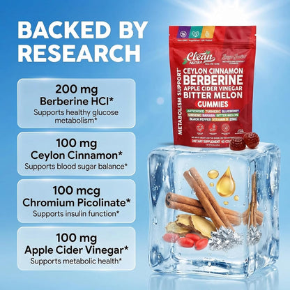 Sugar Savior Berberine Cinnamon ACV Gummies Turmeric Ginseng Vitamins 60 Count
