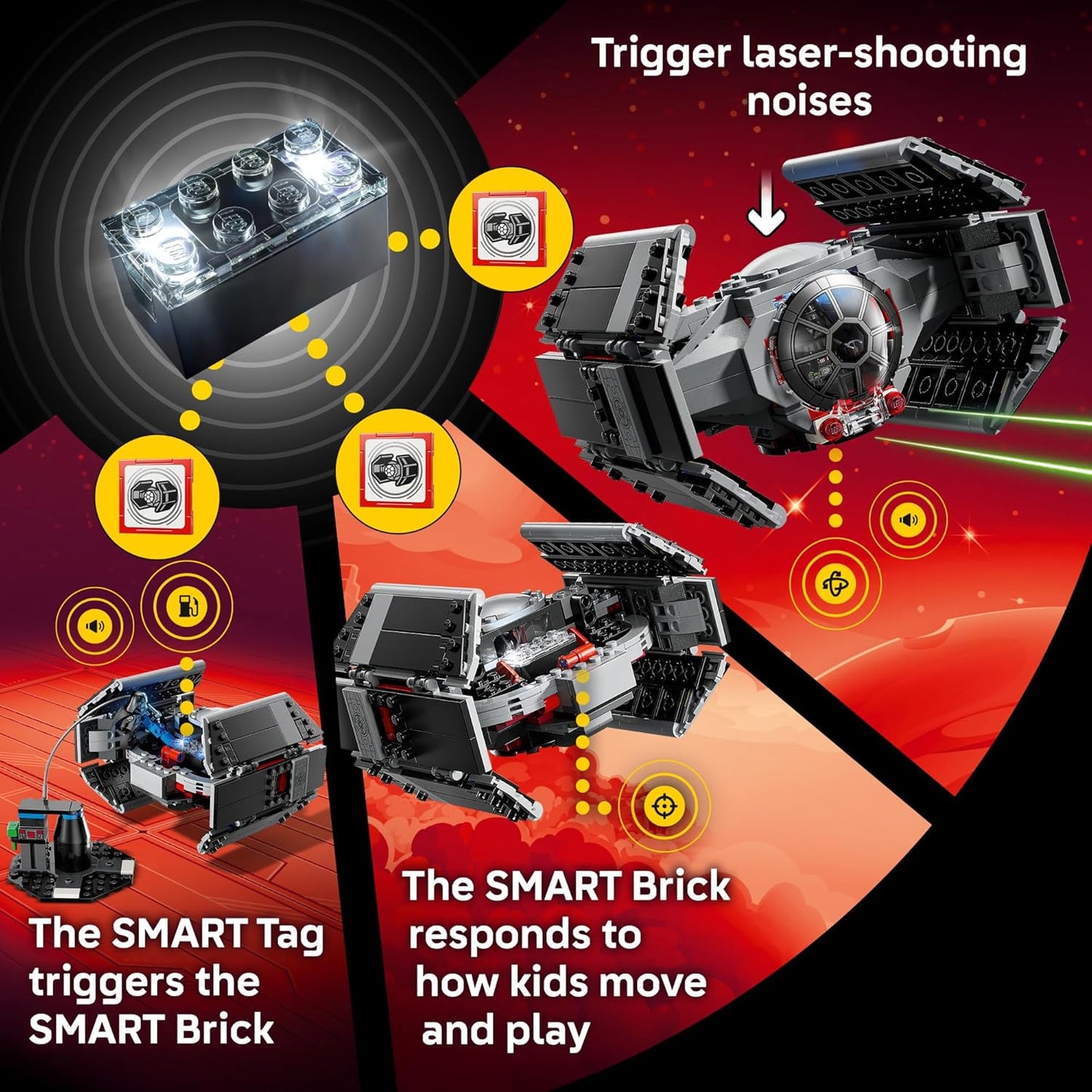 LEGO Star Wars SMART Play Darth Vader’s TIE Fighter Set – Interactive SMART Brick Toy for Kids 8+, Gift Idea – 75421