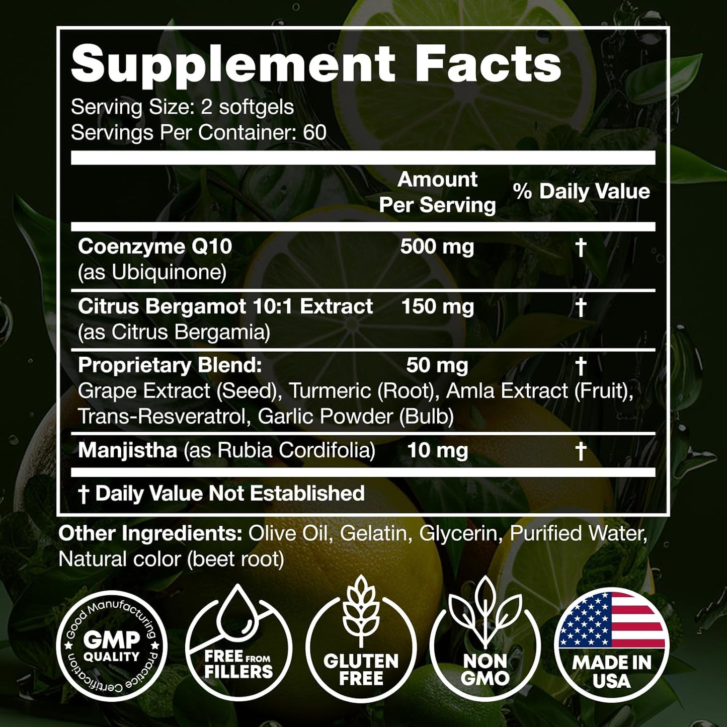 High Absorption CoQ10 500 mg Softgels – 120 Count, Coenzyme Q10 Dietary Supplement