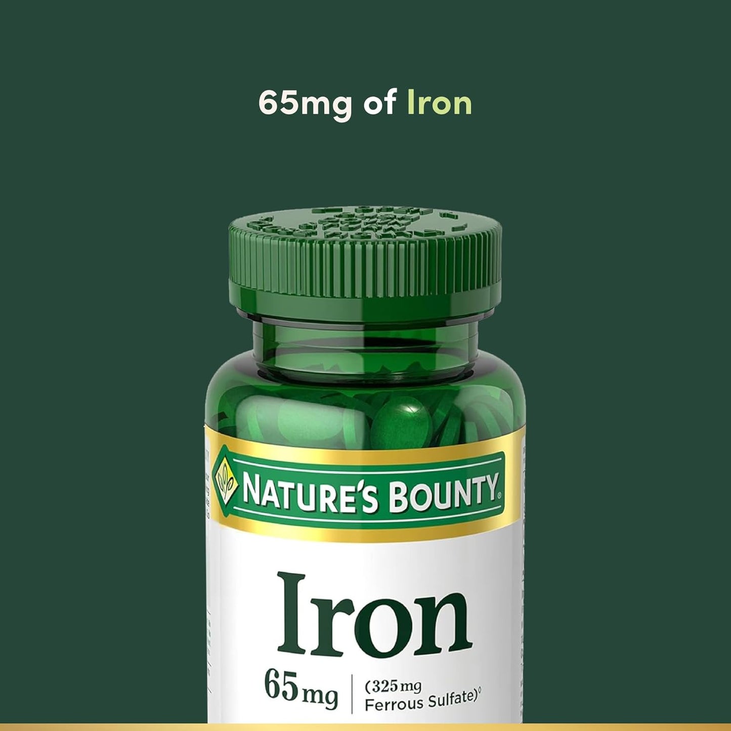 Nature’s Bounty Iron 65 mg Ferrous Sulfate Vegetarian Tablets 100 Count